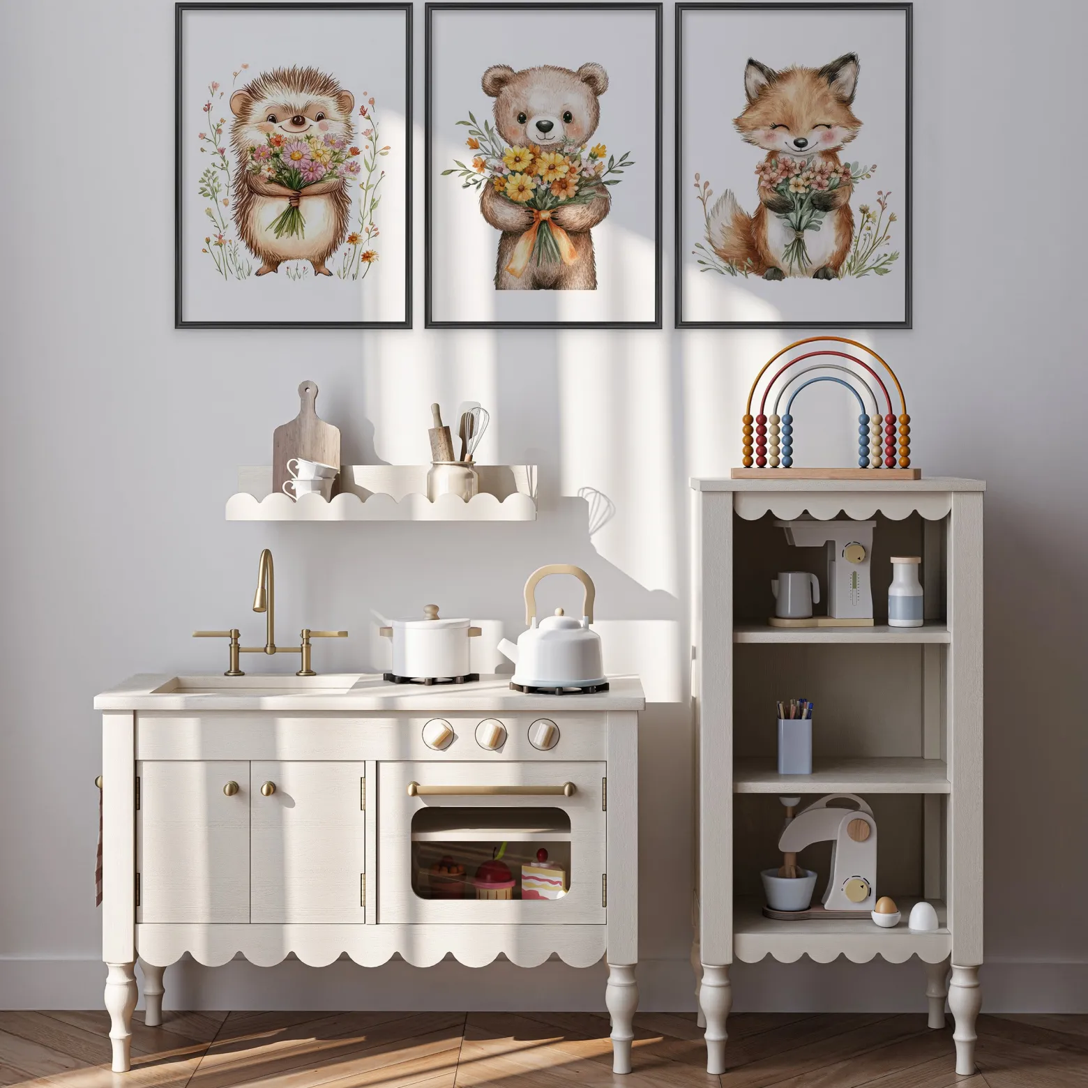 Plakaty Misie z kwiatami SET 3x A4
