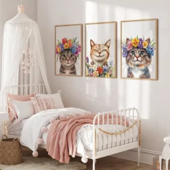Plakaty Misie z kwiatami SET 3x A4
