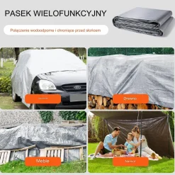 Plandeka gruba płachta mrozoodporna wodoodporna wzmacniana mocna 4.8x 6m