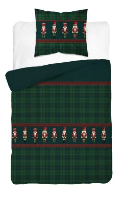 Pościel bawełniana Christmas Comfort 140x200 zielona kratka