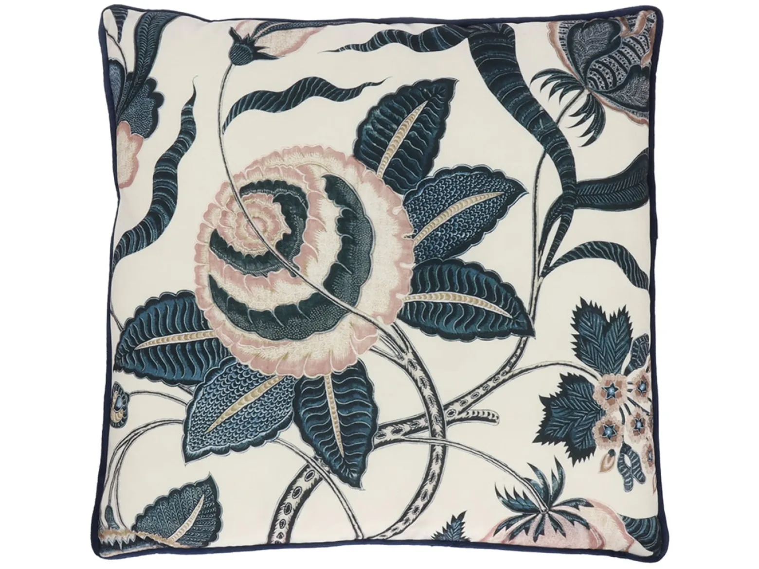 Poduszka dekoracyjna Floral 45x45 cm beżowo-niebieska