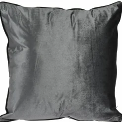 Poduszka dekoracyjna welurowa srebrna 45x45 cm glamour z lamówką na zamek