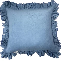 Poduszka Dekoracyjna Welurowa Z Ozdobną Falbanką Denim 50X50