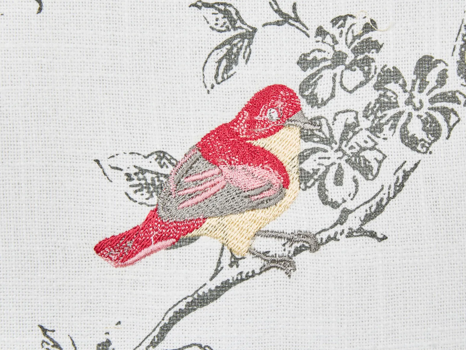 Poduszka w haftowane ptaki 45 x 45 cm biała