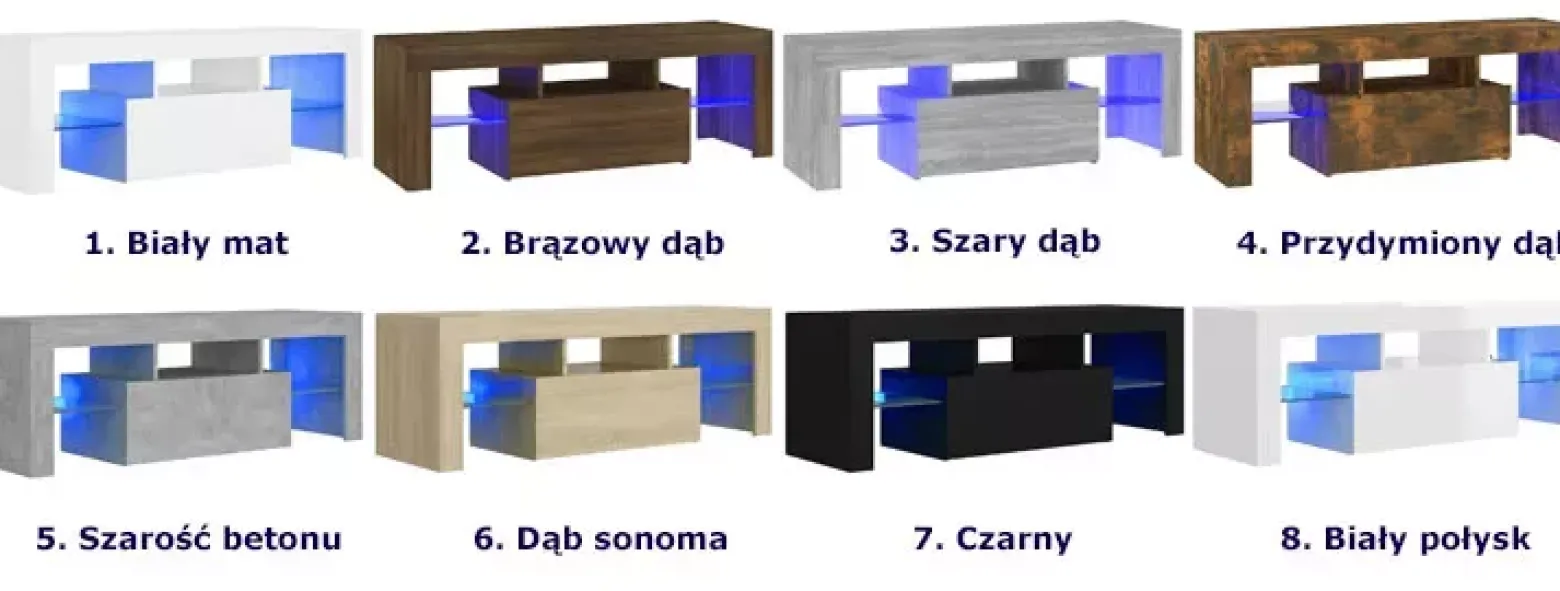 Podświetlana szafka RTV szary dąb - Joax
