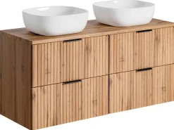 Podwójna Szafka ADEL OAK z umywalkami SMILE i blatem 120 cm