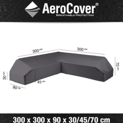 Pokrowiec na zestaw ogrodowy narożny 7886 300x300x70 AeroCover szary