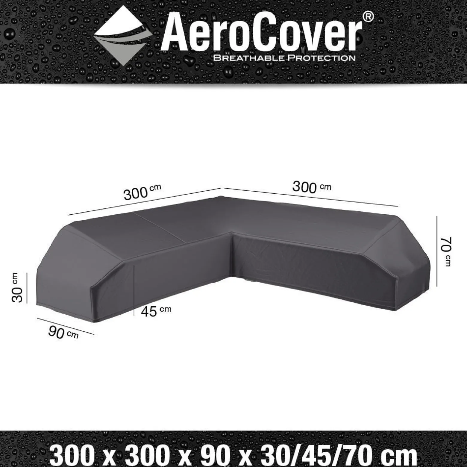 Pokrowiec na zestaw ogrodowy narożny 7886 300x300x70 AeroCover szary