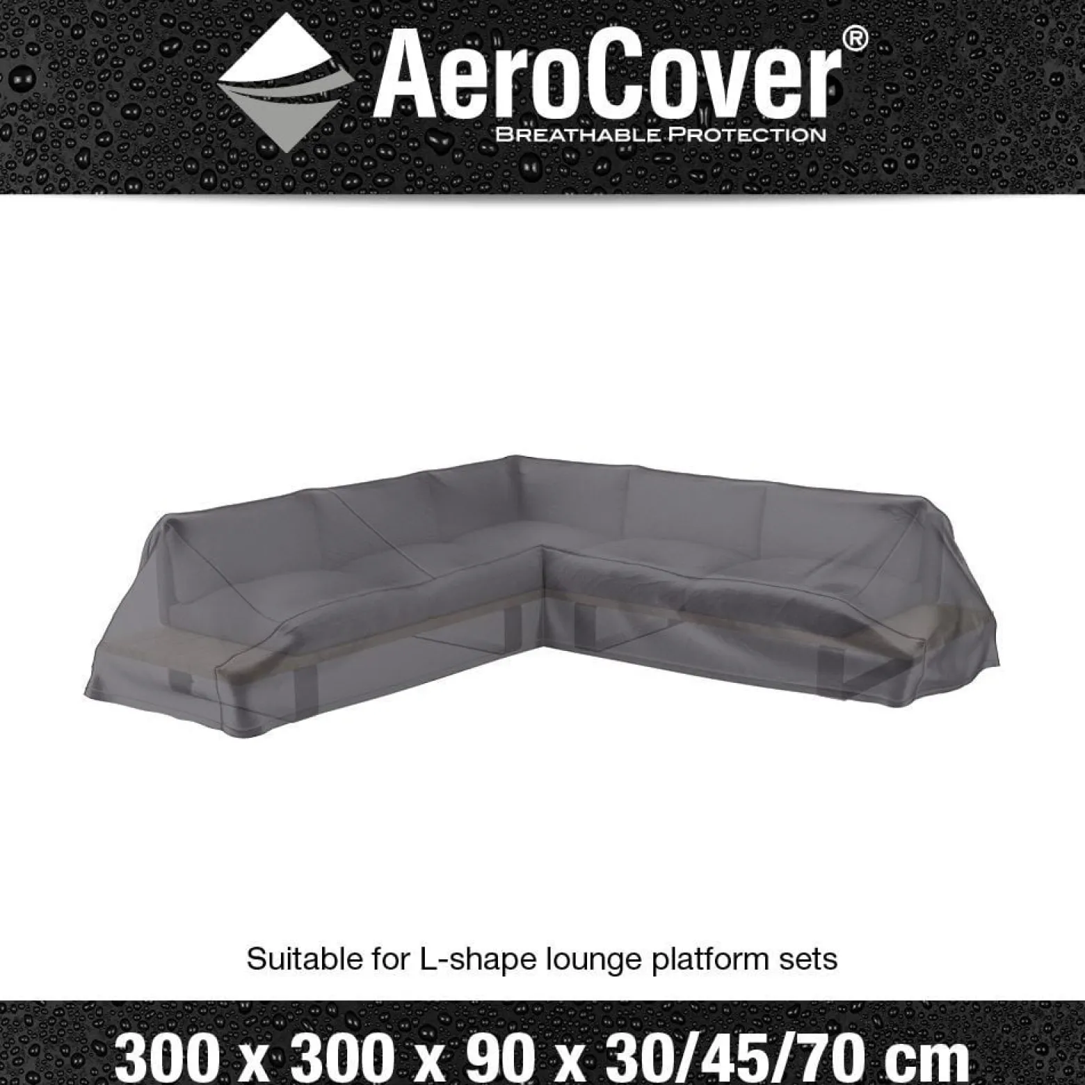 Pokrowiec na zestaw ogrodowy narożny 7886 300x300x70 AeroCover szary