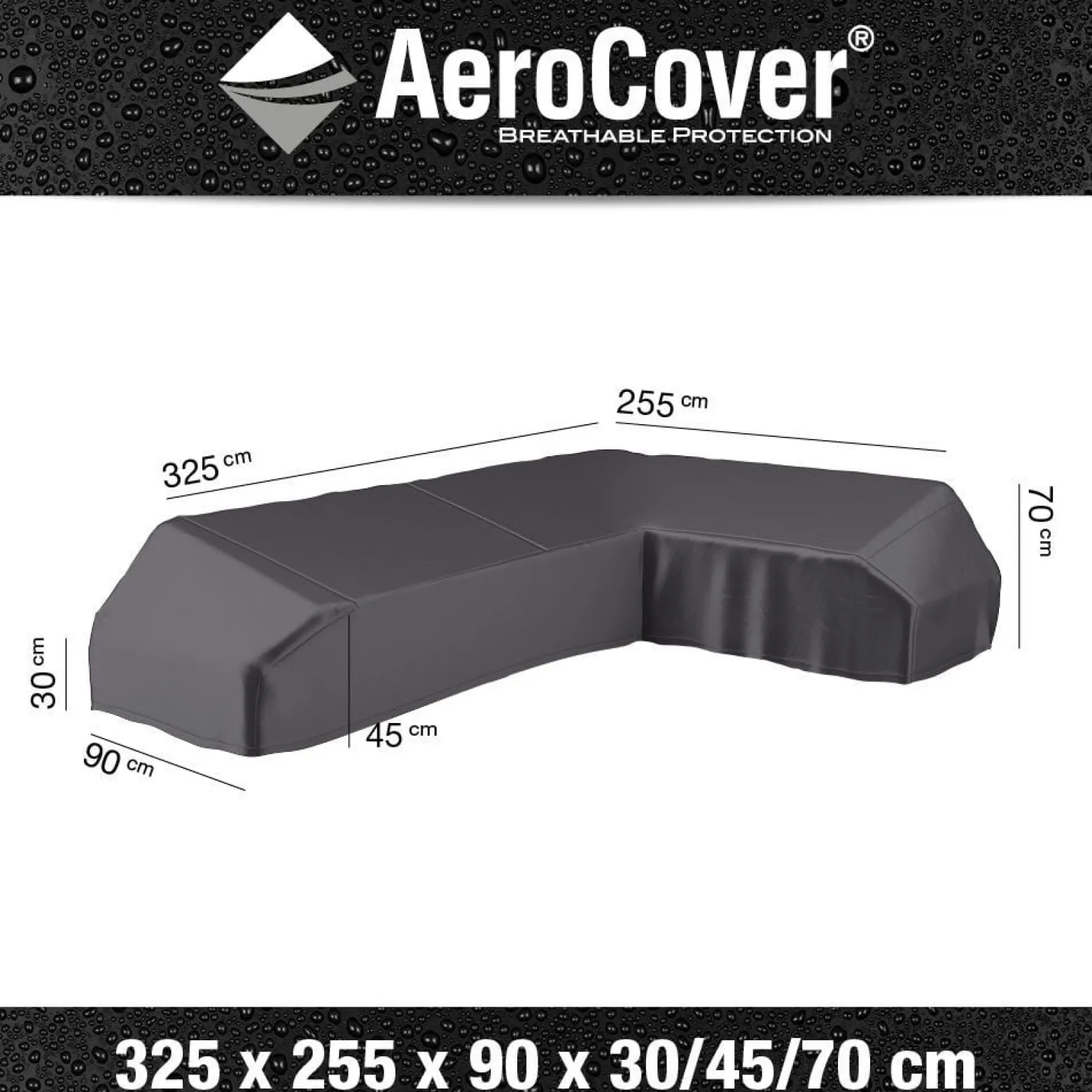 Pokrowiec na zestaw ogrodowy narożn 7883 325x255x90x30-45-70 prawyAeroCover
