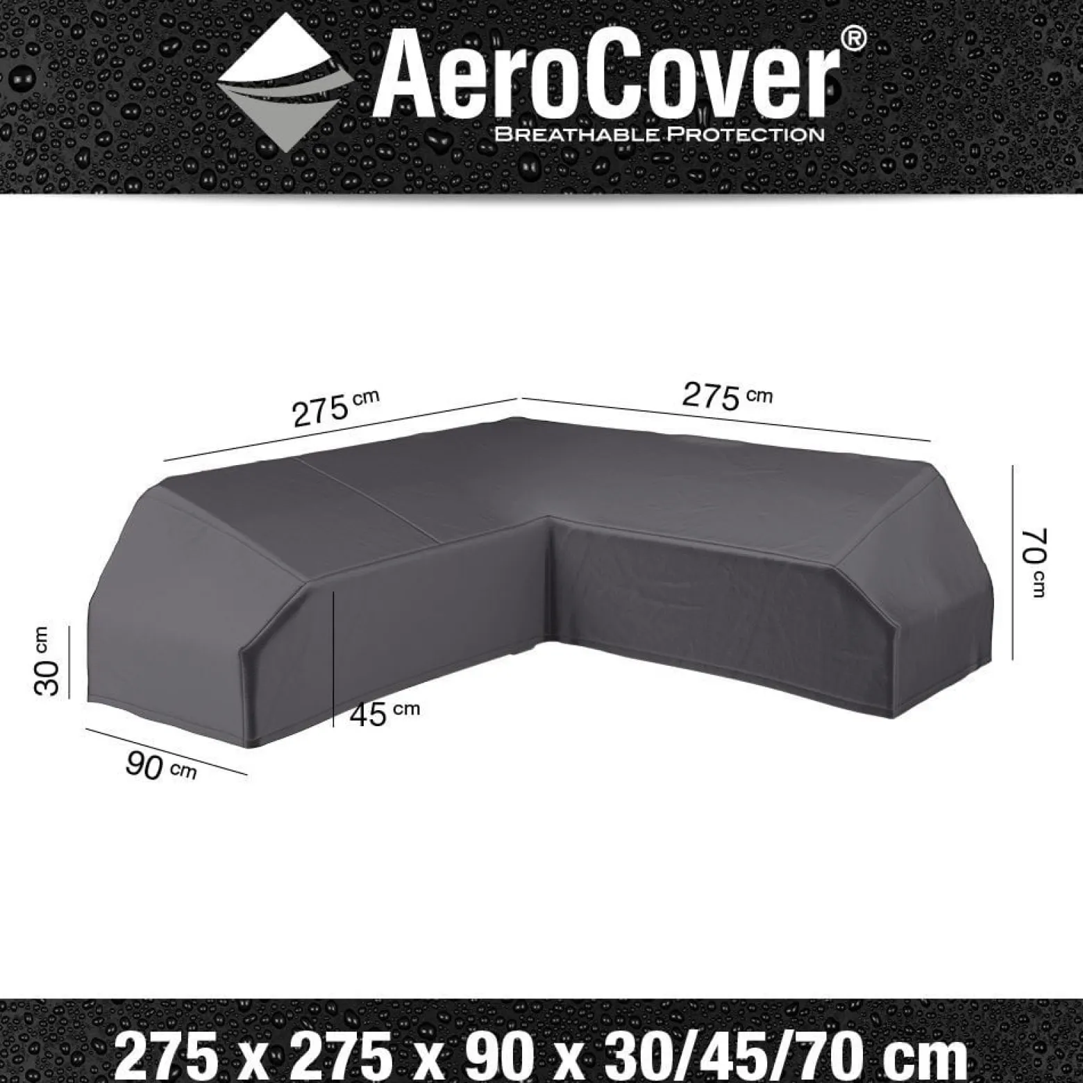 Pokrowiec na zestaw ogrodowy narożny 7881 275x275x90x30-45-70 AeroCover