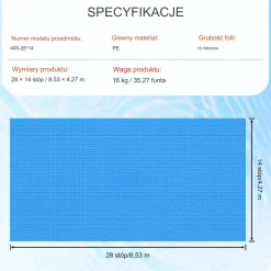 Pokrywa Solarna Mata Termiczna Osłona Przykrycie Basenu 10,97 m x 5,49 m