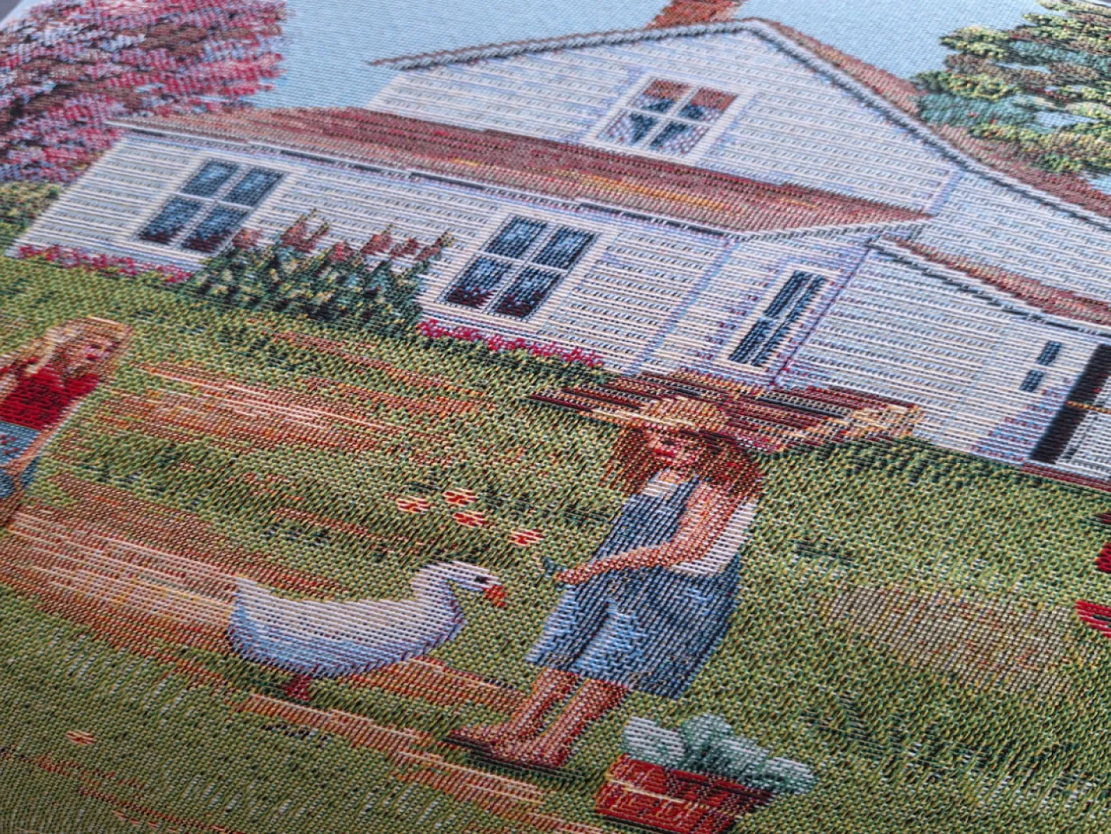 Poszewka na poduszkę jasiek 45x45 cm żakardowa dekoracyjna wiejski klimat