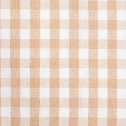 Poszewka ABRIL beżowa w kratkę z ozdobnym haftem 45x45cm HOMLA