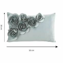 Poszewka dekoracyjna FLORES miętowa róże 3D 30x50 cm