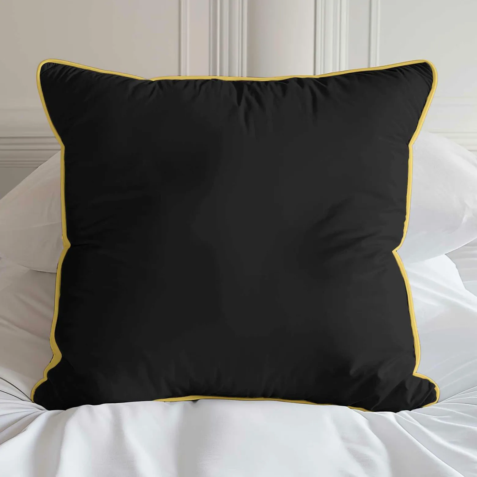 Poszewka satynowa 40x40 czarna z lamówką Mako Satin 62