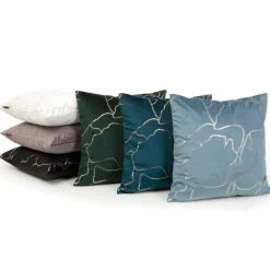 Poszewka 45x45 35 czarna złota liście miłorzębu welurowa