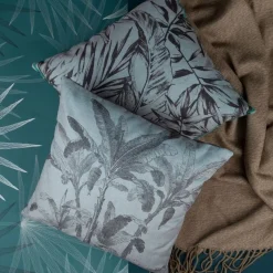Poszewka 45x45 Monte popielata zielona z miękkiego weluru