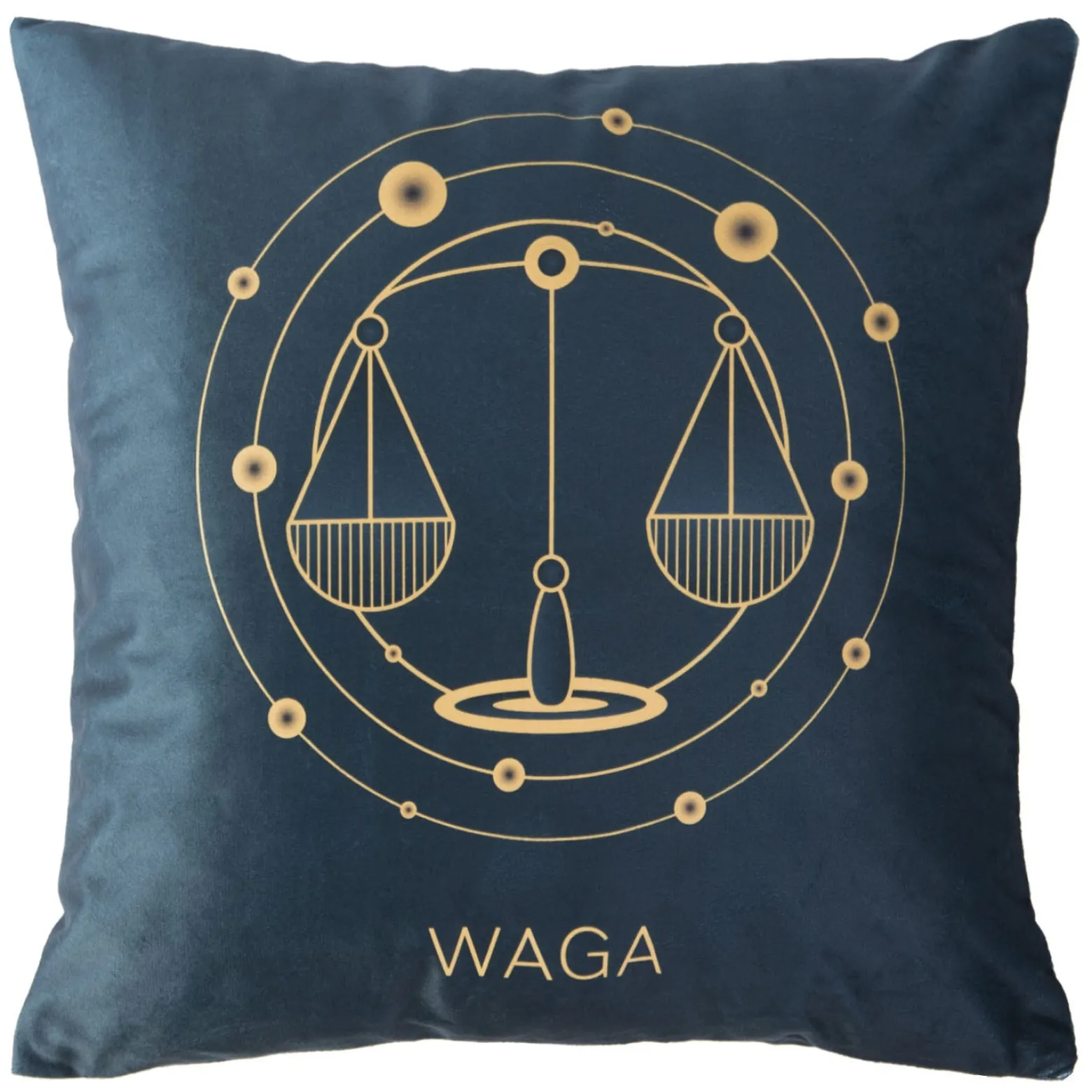Poszewka 40x40 Zodiak Waga turkusowa ciemna welurowa