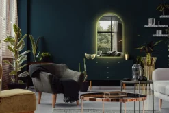Półowalne nieregularne lustro łazienkowe 40x70 cm LED - ciepłe światło