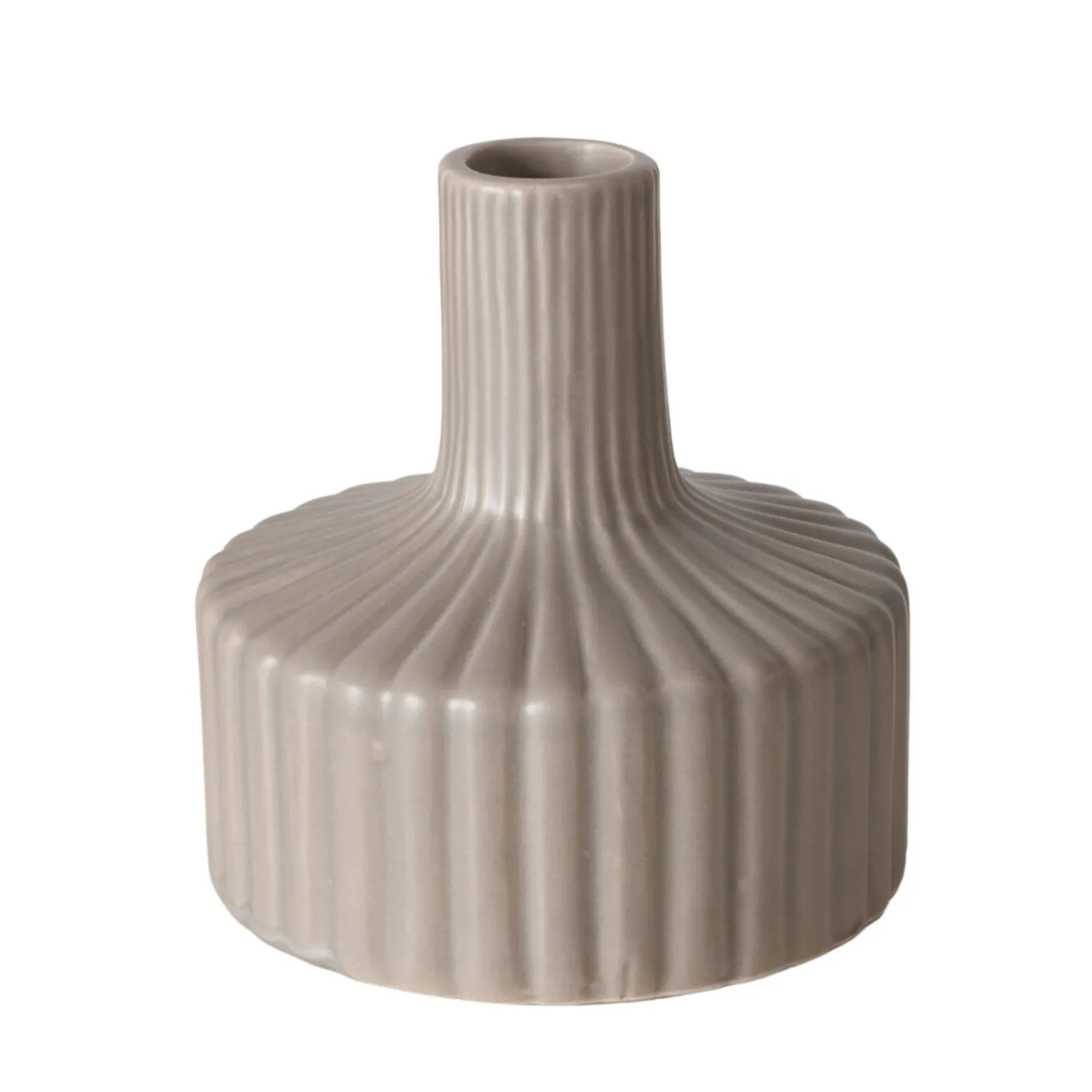 Prążkowany wazon w kolorze nude LIBELLY, 11 cm