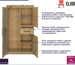 Przeszklona witryna z szufladą dąb artisan - Luvian