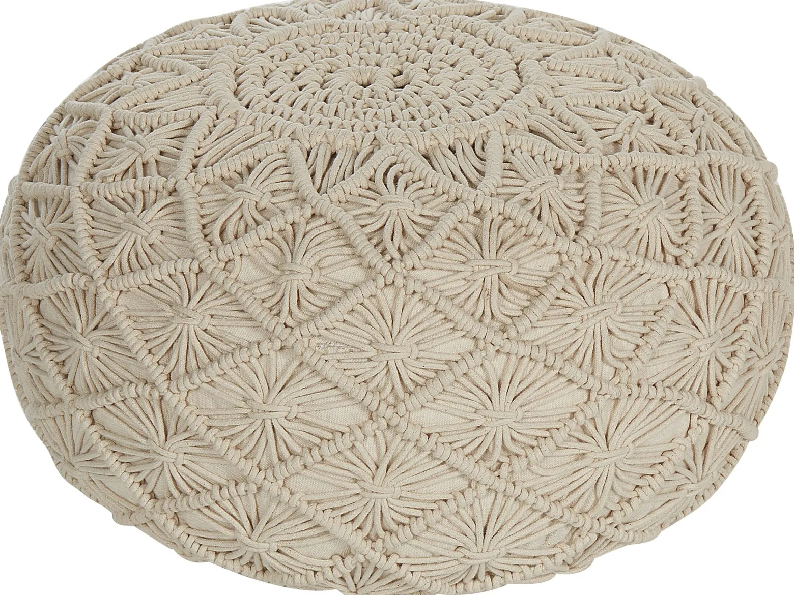 Puf otomana bawełniana boho beżowa okrągła