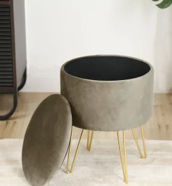 Pufa AKORD LILI welurowa otwierana kolor Beżowa 45 cm