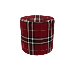 Pufa LOBOX plecionka 40x40 cm okrągła w kratę do salonu czerwona
