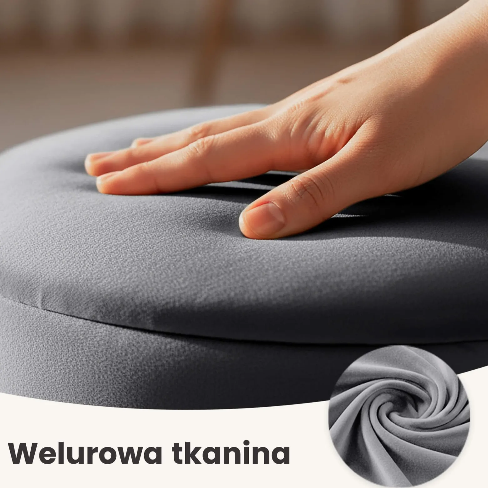 Pufa otwierana ze schowkiem welurowa 40 cm LUNA Grafit