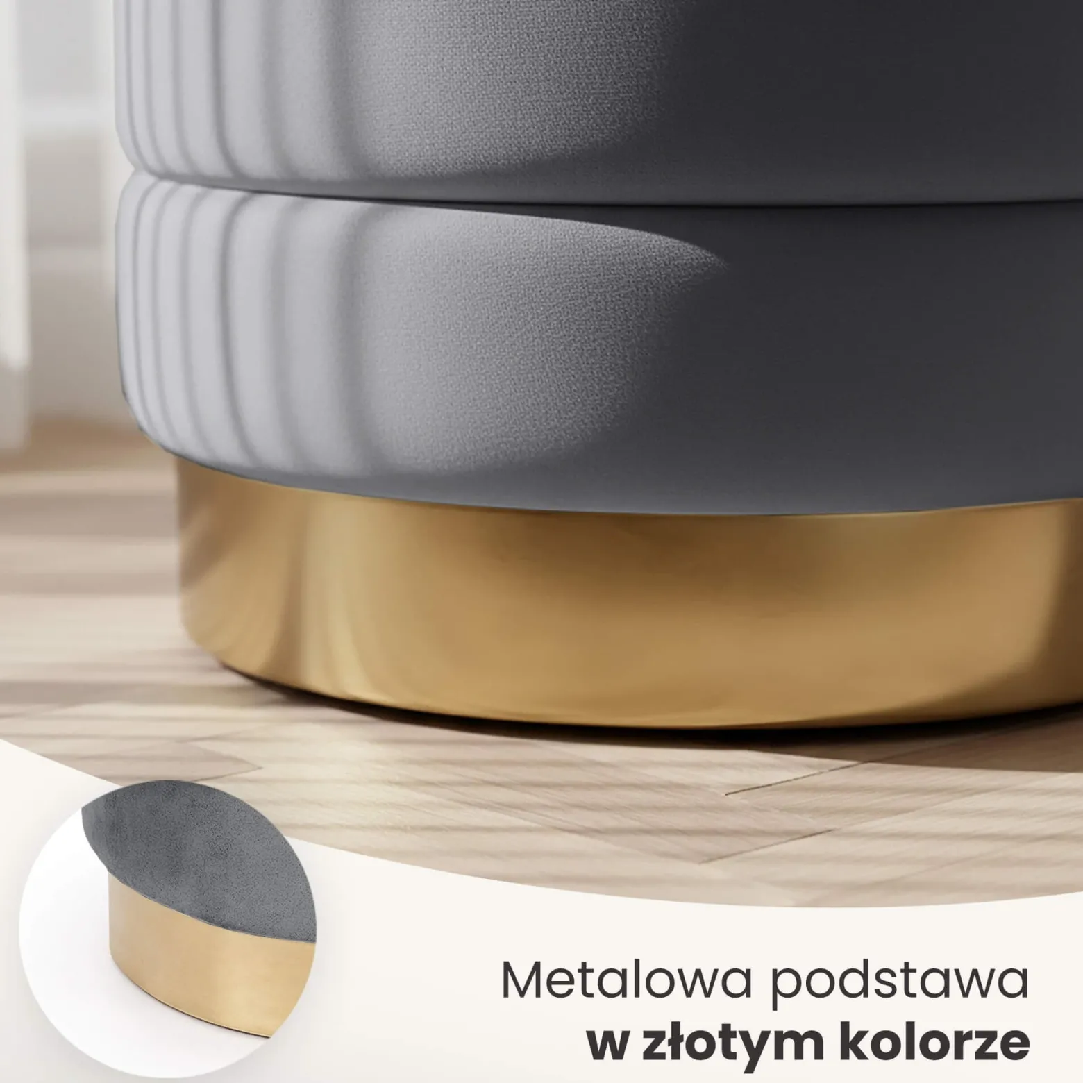 Pufa otwierana ze schowkiem welurowa 40 cm LUNA Grafit