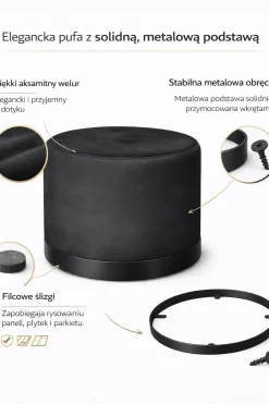 Pufa LUX elegancka podstawa metalowa czarna MG31
