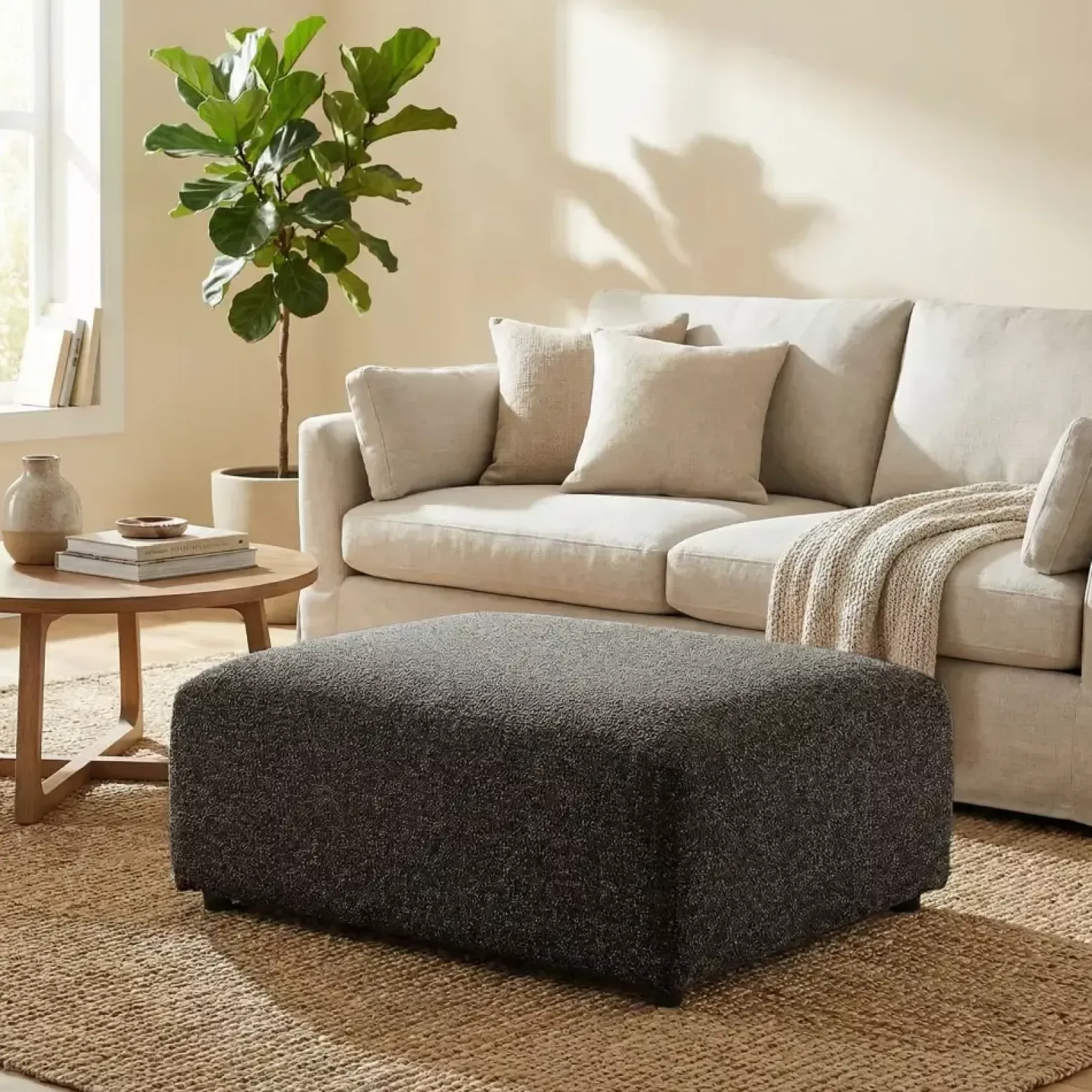 Pufa Vector Modułowa Ciemna Szara Duża Nowoczesna Salon Wygodna Loft