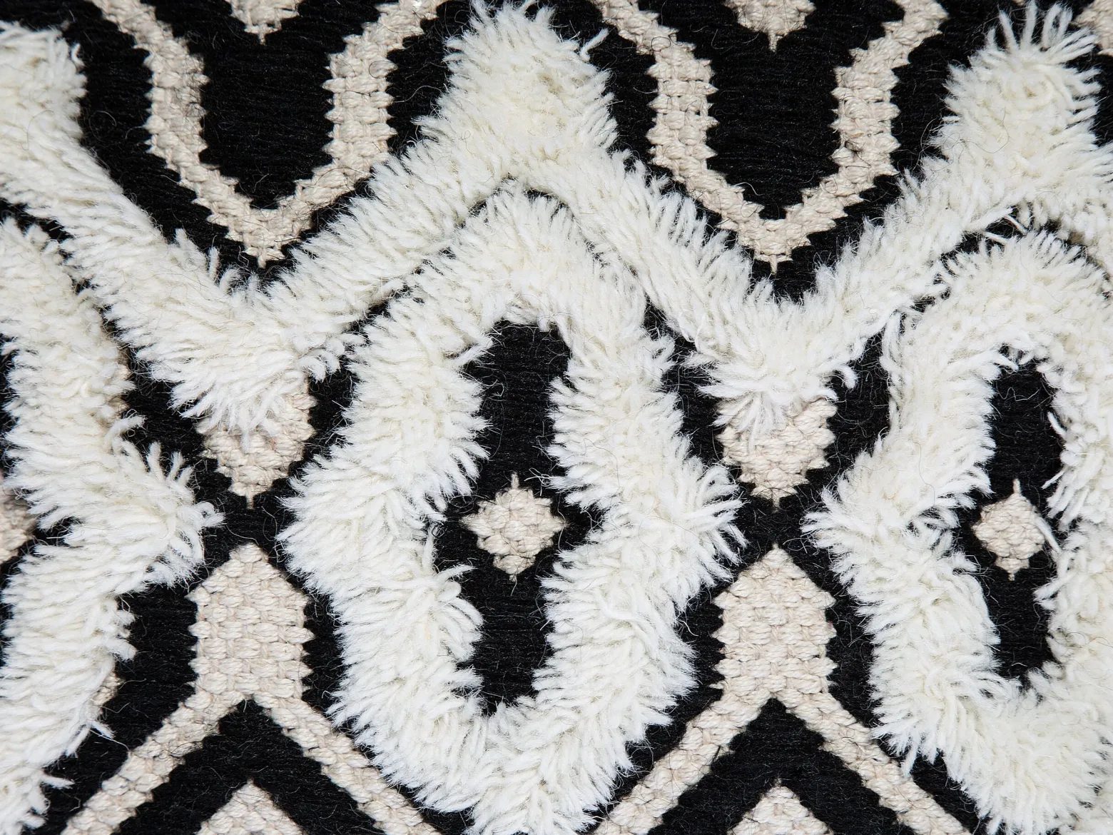 Puf boho 45 x 45 cm kwadrat czarno-biały