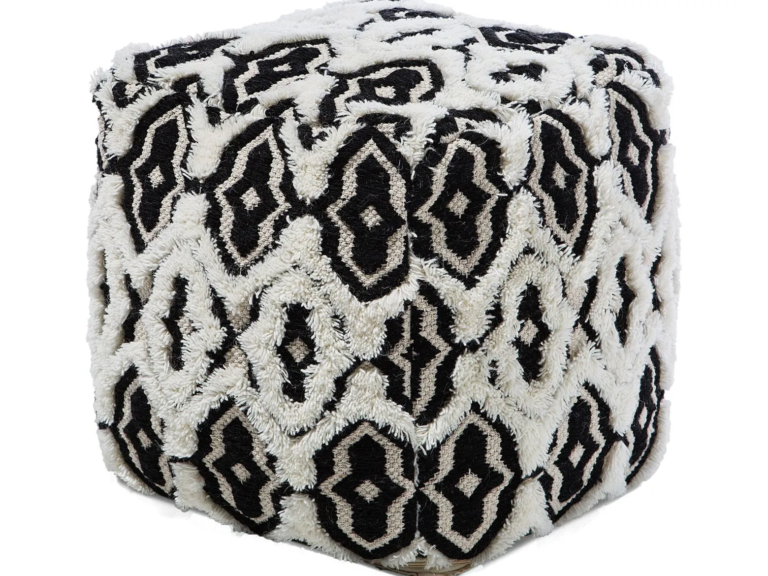 Puf boho 45 x 45 cm kwadrat czarno-biały