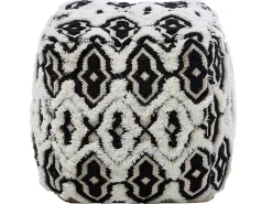 Puf boho 45 x 45 cm kwadrat czarno-biały