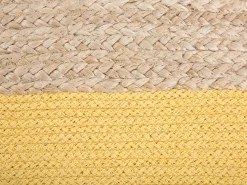 Puf pleciony podnóżek juta bawełna żółty