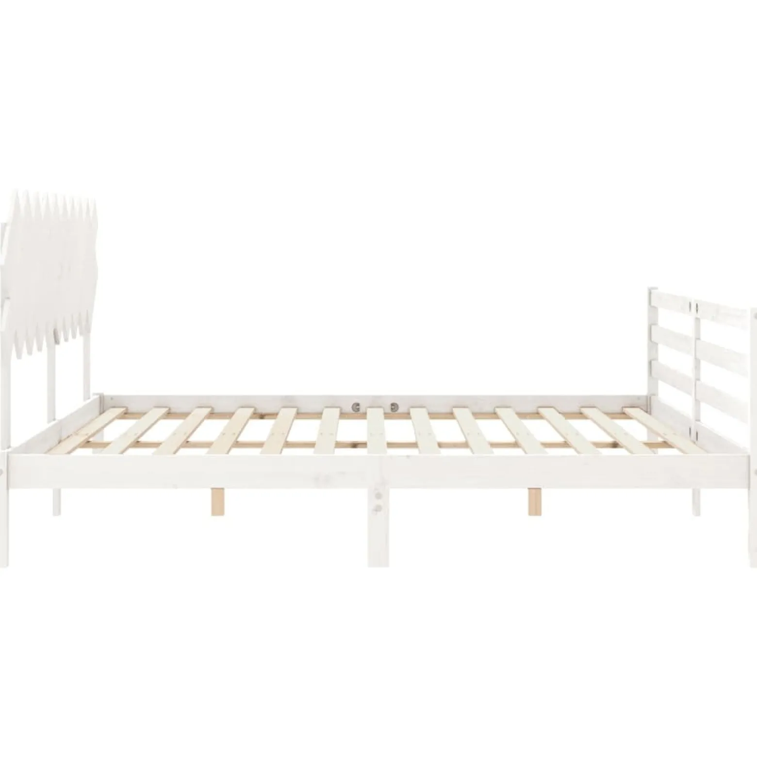 Rama łóżka z wezgłowiem biała 200x200 cm lite drewno
