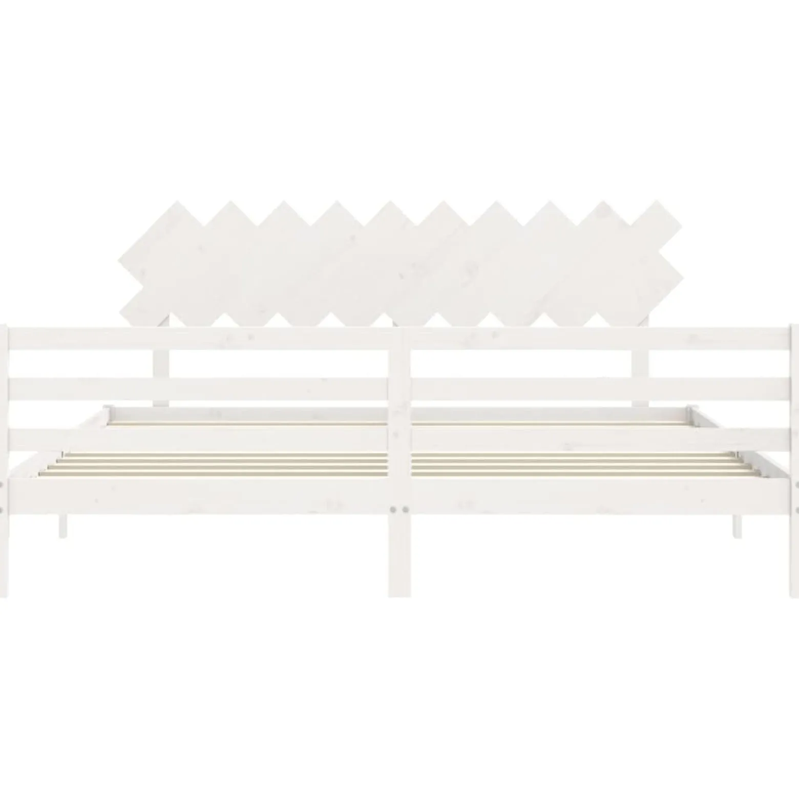 Rama łóżka z wezgłowiem biała 200x200 cm lite drewno