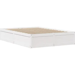 Rama łóżka bez materaca biała 135x190 cm lite drewno sosnowe
