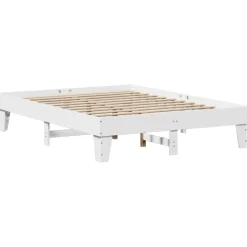 Rama łóżka bez materaca biała 160x200 cm lite drewno sosnowe