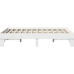 Rama łóżka bez materaca biała 160x200 cm lite drewno sosnowe