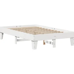 Rama łóżka bez materaca biała 135x190 cm lite drewno sosnowe