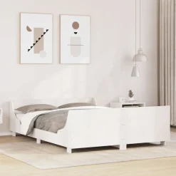 Rama łóżka bez materaca biała 120x190 cm lite drewno sosnowe