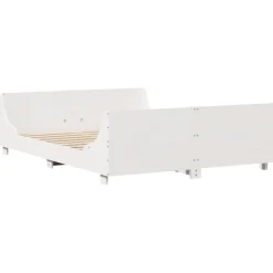 Rama łóżka bez materaca biała 140x190 cm lite drewno sosnowe