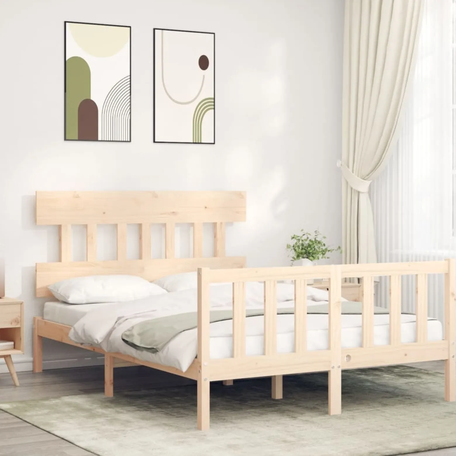 Rama łóżka bez materaca 140x200 cm lite drewno sosnowe