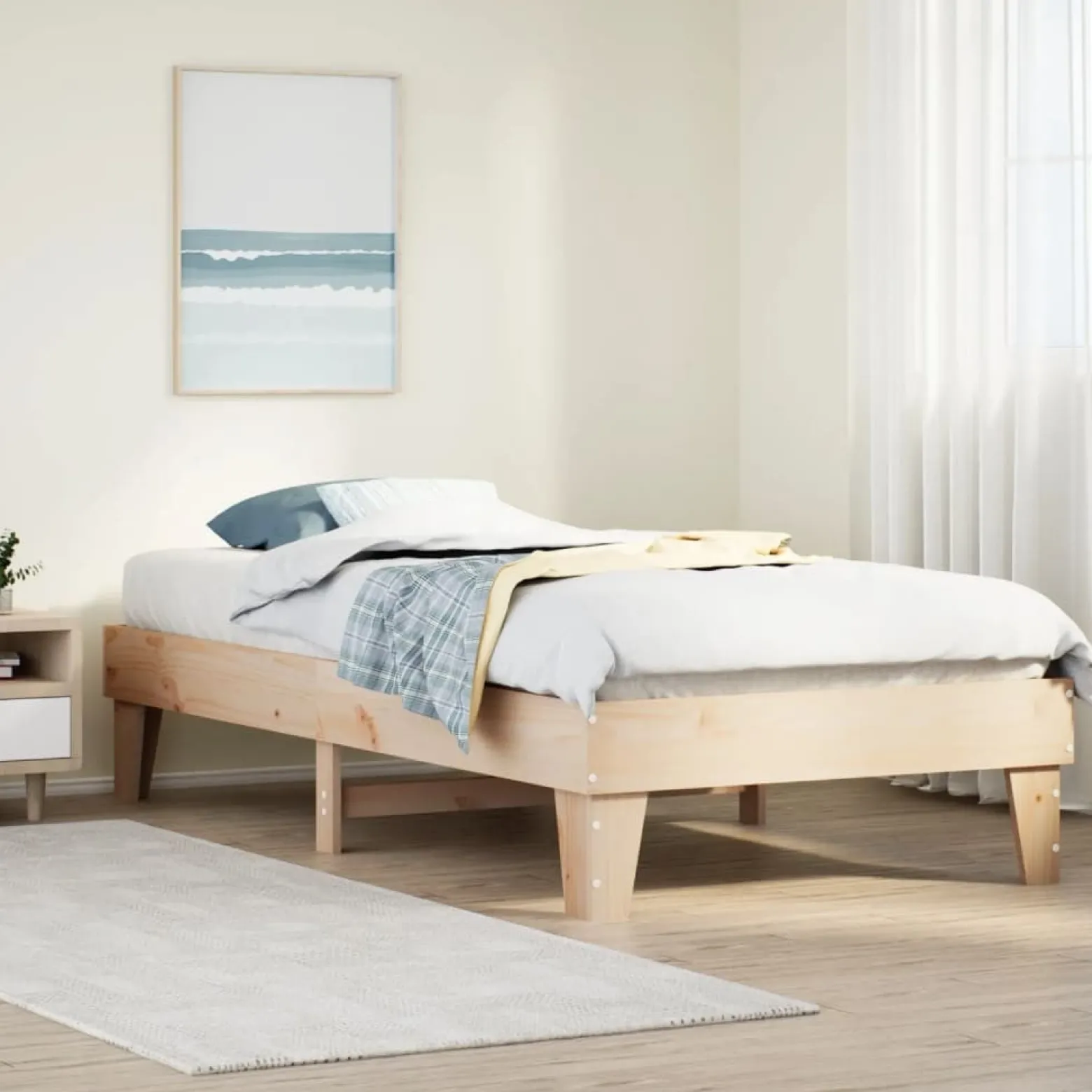 Rama łóżka bez materaca 90x190 cm lite drewno sosnowe