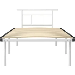 Rama łóżka biała metalowa 100 x 200 cm