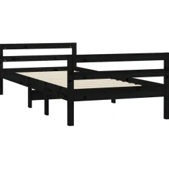 Rama łóżka czarna 75x190 cm lite drewno sosnowe