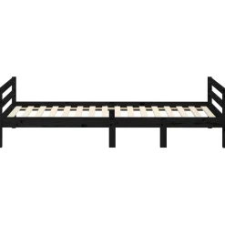 Rama łóżka czarna 75x190 cm lite drewno sosnowe